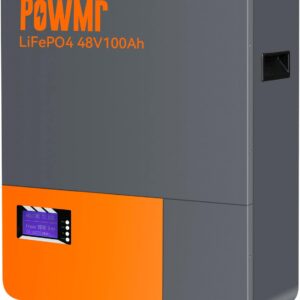 PowMr Batería LiFePO4 de 48 V 100 Ah, batería de litio montada en la pared de 4.8 kWh con BMS de 100 A, 4000 a 15000 ciclos, batería de energía para energía solar, RV, isla fotovoltaica